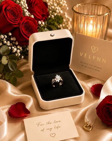 VELYNN Velvet Jewelry Box for Rings & Necklaces – Luxury Gift Box for Engagement, Proposal & Travel Jewelry Organizer in Saudi Arabia