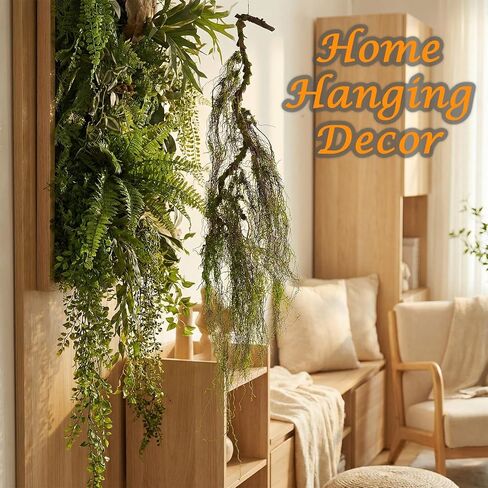 63inch Rustic Curly Artificial Weeping Willow Branches Faux Twisty Wood Curtain Tree Spooky Fall Long Vine Hanging Green Moss Twigs Garland For Wall Jungle Fireplace Halloween Patio Porch Decoration in Saudi Arabia