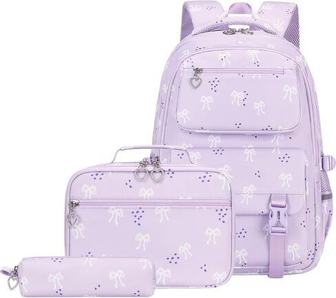 Joyfulife 3Pcs Bow Backpacks for Girls with Lunch Box Cute Teen Bookbags Kids Backpack Set Elementary Kindergarten Preschool middle School Bags for girls in Saudi Arabia