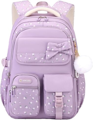 EKUIZAI Cute Bowknot Backpack for Girls Kids School Bag Multi-pocket Bookbag Children Elementary School Backpack for Girls, Black in Saudi Arabia