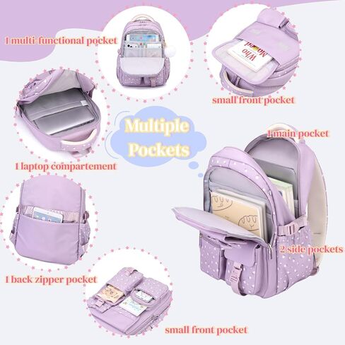 EKUIZAI Cute Bowknot Backpack for Girls Kids School Bag Multi-pocket Bookbag Children Elementary School Backpack for Girls, Black in Saudi Arabia