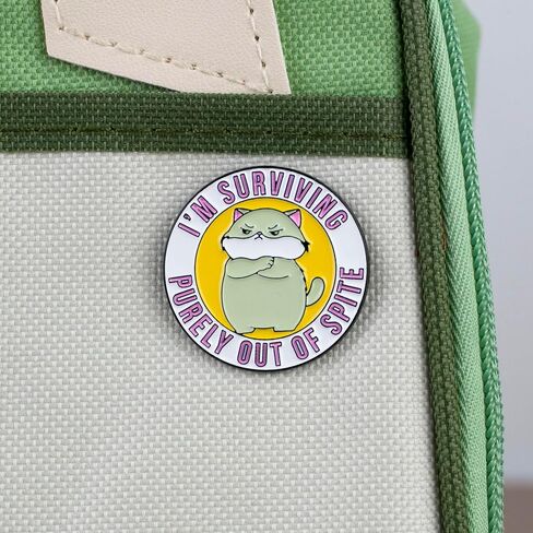I’m Surviving Purely Out Of Spite Cute Cat Funny Sarcasm Enamel Pin, Chaotic Cat Dark Humor Pin Brooch For Sarcastic Person Sassy Introvert Friend, Funny Sarcastic Humor Brooch Badge, Cute But Sassy Attitude Lapel Badges, Animal Meme Culture Gift, Ironic  in Saudi Arabia