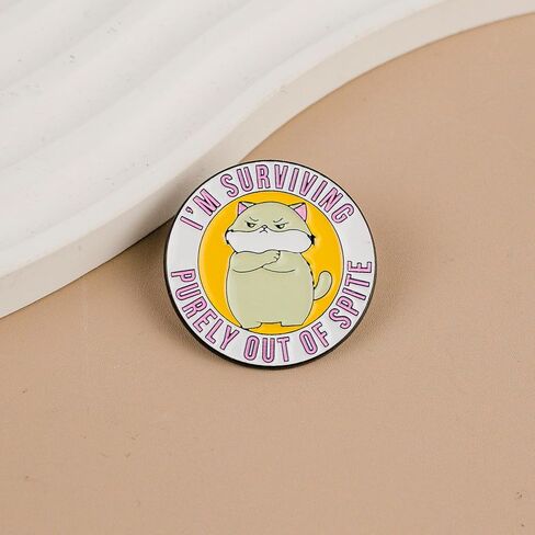 I’m Surviving Purely Out Of Spite Cute Cat Funny Sarcasm Enamel Pin, Chaotic Cat Dark Humor Pin Brooch For Sarcastic Person Sassy Introvert Friend, Funny Sarcastic Humor Brooch Badge, Cute But Sassy Attitude Lapel Badges, Animal Meme Culture Gift, Ironic  in Saudi Arabia