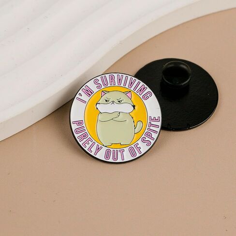 I’m Surviving Purely Out Of Spite Cute Cat Funny Sarcasm Enamel Pin, Chaotic Cat Dark Humor Pin Brooch For Sarcastic Person Sassy Introvert Friend, Funny Sarcastic Humor Brooch Badge, Cute But Sassy Attitude Lapel Badges, Animal Meme Culture Gift, Ironic  in Saudi Arabia