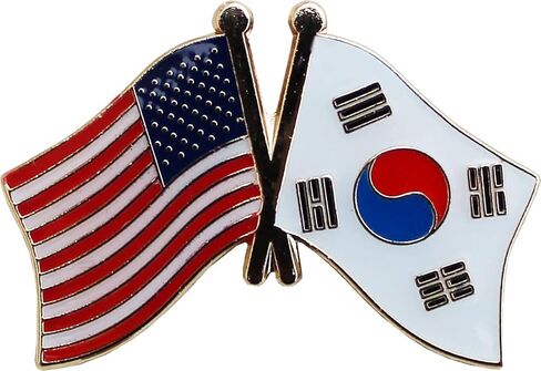 Flagline USA and South Korea Flag Die-Struck Metal Friendship Lapel Pin with Butterfly Clasp Closure in Saudi Arabia