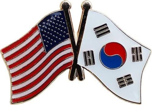 Flagline USA and South Korea Flag Die-Struck Metal Friendship Lapel Pin with Butterfly Clasp Closure in Saudi Arabia