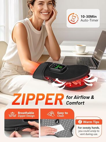 Red Light Therapy Glove for Hand Wrist Cordless, 112LEDs 360° Dual-Sided Light Therapy Hand Wrap, 5000mAh 10-30Min Auto-Off Timer, Pulse Modes, Fit for Fingers Joint Wrinkles, 660nm & 850nm, Black in Kuwait