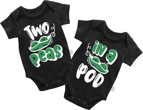 YSCULBUTOL Baby Twins Bodysuit Two Peas Ina Poo Newborn Toddler Outfits Cute Baby Clothes Unisex Romper With Hat in Saudi Arabia