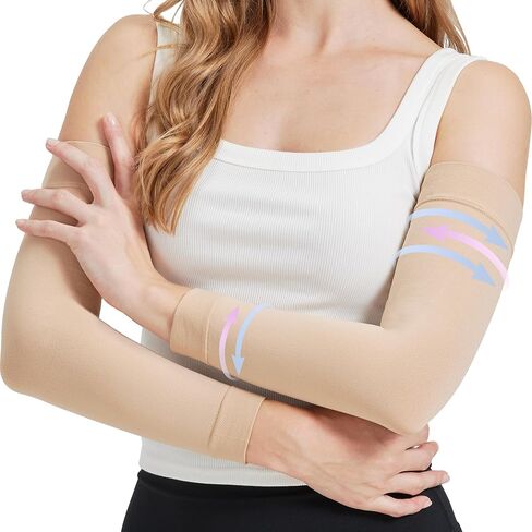 Lymphedema Arm Compression Sleeves for Women 20-30 mmHg Full Arm Support for Swelling Relief & All-Day Wear in Kuwait