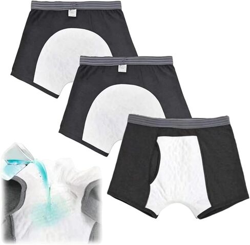 Incontinence Leak-Proof Boxer Briefs for Men 3 Pack, 230cc Absorbency Reusable Leak Proof Boxer Shorts in Saudi Arabia