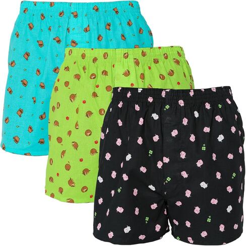 Y's factory Men’s Cotton Boxer Shorts – 3 Pack Assorted Animal Print, Front Open Fly, 100% Cotton, Sizes M–5XL in Saudi Arabia