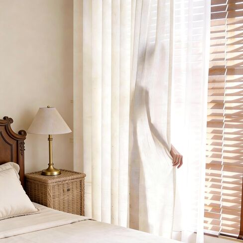 Light Filtering Curtains 84 Inch Length 2 Panels Set Sheer Privacy Curtains for Living Room Semi Sheer Non-See Through Curtains Farmhouse Rod Pocket Drapes for Bedroom Dining Room Nursery in Saudi Arabia