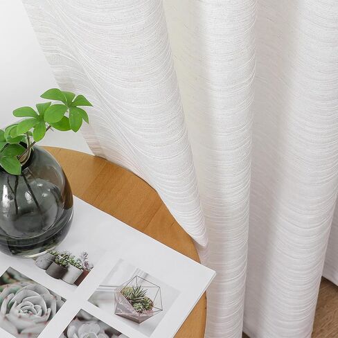 Light Filtering Curtains 84 Inch Length 2 Panels Set Sheer Privacy Curtains for Living Room Semi Sheer Non-See Through Curtains Farmhouse Rod Pocket Drapes for Bedroom Dining Room Nursery in Saudi Arabia