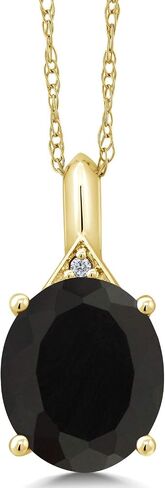 Gem Stone King 3-6 Cttw 10K Yellow Gold Gemstone Birthstone and White Diamond Pendant Necklace For Women | Oval 12X10MM | Gold Necklace for Women | with 18 Inch Chain in Saudi Arabia