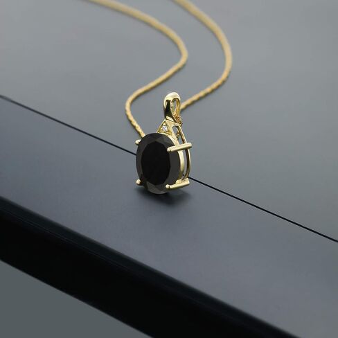 Gem Stone King 3-6 Cttw 10K Yellow Gold Gemstone Birthstone and White Diamond Pendant Necklace For Women | Oval 12X10MM | Gold Necklace for Women | with 18 Inch Chain in Saudi Arabia