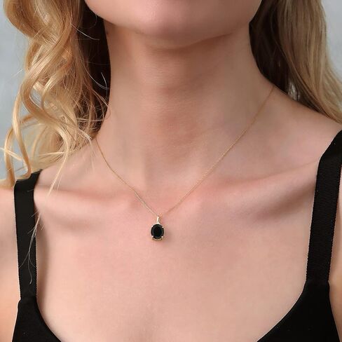 Gem Stone King 3-6 Cttw 10K Yellow Gold Gemstone Birthstone and White Diamond Pendant Necklace For Women | Oval 12X10MM | Gold Necklace for Women | with 18 Inch Chain in Saudi Arabia