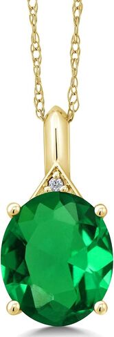 Gem Stone King 3-6 Cttw 10K Yellow Gold Gemstone Birthstone and White Diamond Pendant Necklace For Women | Oval 12X10MM | Gold Necklace for Women | with 18 Inch Chain in Saudi Arabia