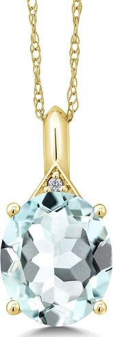 Gem Stone King 3-6 Cttw 10K Yellow Gold Gemstone Birthstone and White Diamond Pendant Necklace For Women | Oval 12X10MM | Gold Necklace for Women | with 18 Inch Chain in Saudi Arabia