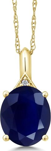 Gem Stone King 3-6 Cttw 10K Yellow Gold Gemstone Birthstone and White Diamond Pendant Necklace For Women | Oval 12X10MM | Gold Necklace for Women | with 18 Inch Chain in Saudi Arabia