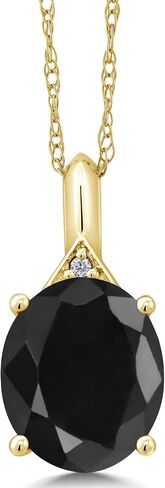 Gem Stone King 3-6 Cttw 10K Yellow Gold Gemstone Birthstone and White Diamond Pendant Necklace For Women | Oval 12X10MM | Gold Necklace for Women | with 18 Inch Chain in Saudi Arabia