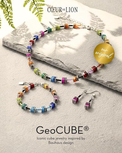 Coeur de Lion GeoCUBE® Multicolor Necklace Classic Polaris & Rhinestones I Made with hypoallergenic, tarnish-resistant stainless steel I Adjustable 16.5 + 2.4 inches I Gift box included in Kuwait
