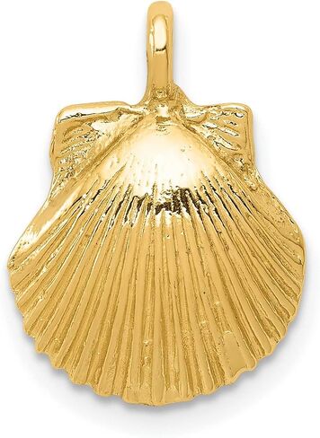 14k Gold Scallop Shell Pendant for Women or Unisex Wear, Camino de Santiago Jewelry, Spiritual Journey Charm, Yellow Gold Pilgrimage Symbol, Faith Travel Necklace, Christian Pendant Charm in Kuwait