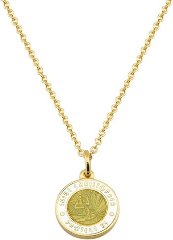 Get Back Necklaces Small Gold St. Christopher Surf Necklace – 1/2" Enamel Medallion, 18k Gold Plated Stainless Steel, Water Resistant Beach Jewelry for Men & Women in Saudi Arabia