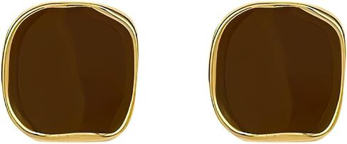 Brown Earrings for Women,Vintage Simple Square Stud Earring,Retro Gold Enamel Earrings Jewelry Accessories,Geometric Brown Stud Earrings,Gift for Women Wedding Party Jewelry Accessories in Saudi Arabia