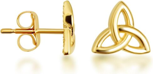 Ladies 10K or 14K Yellow Gold Celtic Trinity Knot Stud Earrings in Saudi Arabia