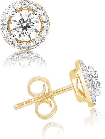 Dewberry 1.3Ct Round Cut IGI Certified Lab Grown Diamond Halo Stud Earrings | 14K White or Yellow Gold Plating on 925 Silver | Hypoallergenic Push Back Earrings For Women (Clarity: VS/Color: FG) in Saudi Arabia
