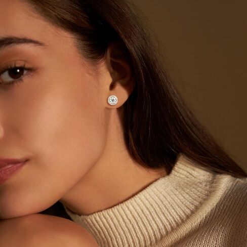 Dewberry 1.3Ct Round Cut IGI Certified Lab Grown Diamond Halo Stud Earrings | 14K White or Yellow Gold Plating on 925 Silver | Hypoallergenic Push Back Earrings For Women (Clarity: VS/Color: FG) in Saudi Arabia