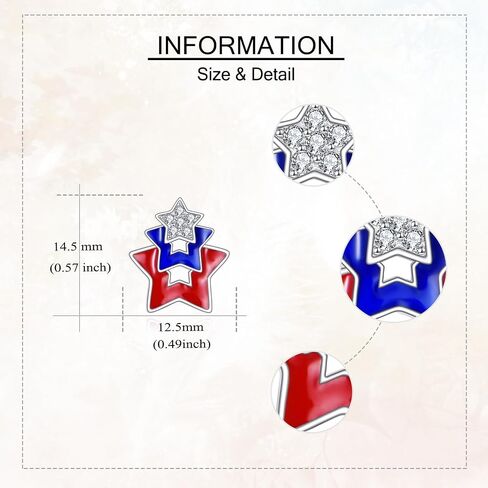 Star American Flag Earrings 925 Sterling Silver 4th of July Red White Blue Stud Earrings Jewelry For Women in Kuwait