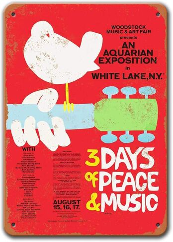 Agedsign Woodstock Poster, Vintage Metal Wall Art Woodstock Tin Sign for Bar Home Man Cave Coffee Decor 8x12 Inches in Saudi Arabia