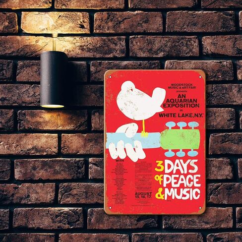 Agedsign Woodstock Poster, Vintage Metal Wall Art Woodstock Tin Sign for Bar Home Man Cave Coffee Decor 8x12 Inches in Saudi Arabia