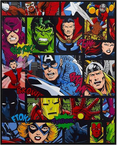 لوحة فنية جدارية مؤطرة من Marvel Avengers مقاس 40.64 سم × 50.8 سم، طباعة قماشية مجمعة للأبطال الخارقين، كابتن أمريكا، هالك، الرجل الحديدي، ثور والمزيد، مؤطرة جاهزة للتعليق ملصق لغرفة نوم الأولاد، غرفة اللعب أو ديكور غرفة الألعاب in Kuwait