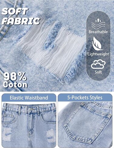 Jean Shorts for Teen Girls Y2k Baggy Ripped High Waisted Distressed Raw Hem Cute Summer Denim Shorts 13-16Y in Saudi Arabia