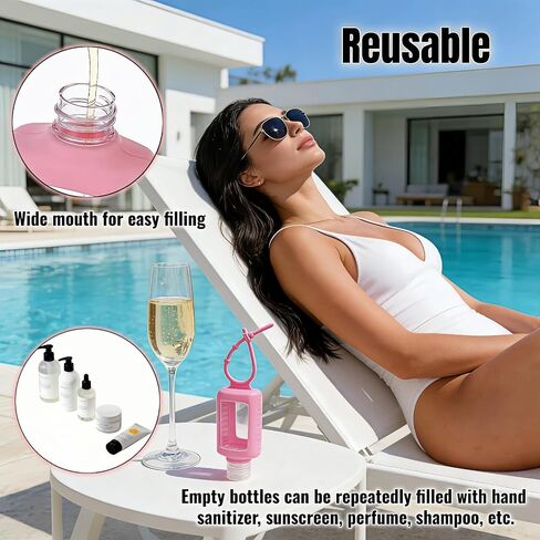 4-Pack Travel Refillable Leak Proof Squeeze Bottles with Silicone Sleeve & Keychain - 2oz/60ml Clear PETG Plastic Toiletry Containers for Hand Sanitizer, Lotion, Shampoo, Outdoor Essentials in Saudi Arabia