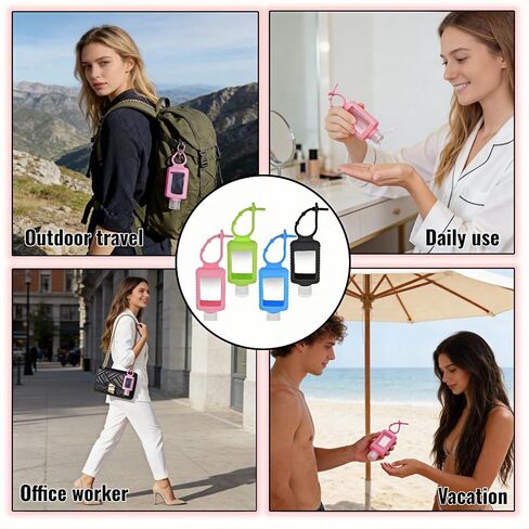 4-Pack Travel Refillable Leak Proof Squeeze Bottles with Silicone Sleeve & Keychain - 2oz/60ml Clear PETG Plastic Toiletry Containers for Hand Sanitizer, Lotion, Shampoo, Outdoor Essentials in Saudi Arabia
