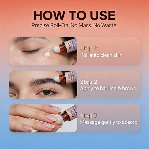 Organic Castor Oil Rose Quartz Roller Ball, Cold Pressed Castor Oil Roll On for Face, Eyebrows, Lashes, Travel Size Roller Bottle (1pc) in Kuwait