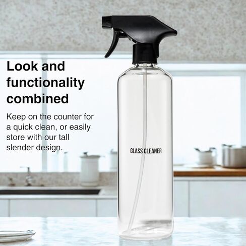 Public Goods Empty Glass Spray Bottle for Glass Cleaner | Refillable Spray Bottle for Cleaning | Made with Clear Borosilicate Glass for Windows, Mirrors | BPA Free | 24 Oz in Kuwait