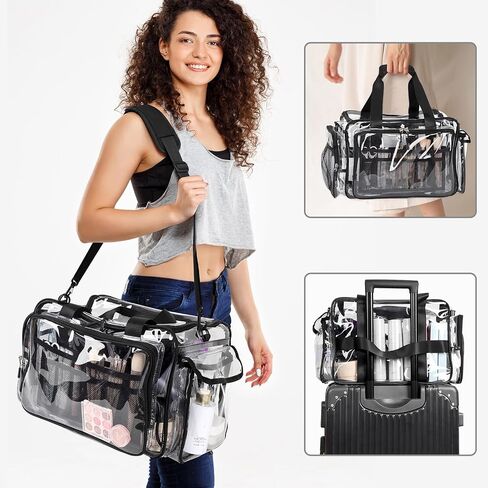Large Clear Makeup Bag，Extra Large Clear Tote Bag，Professional Makeup Artist Case, Waterproof Clear Bag for Stadium Events, Travel, Cosmetology, Hairstylist Tools in Saudi Arabia