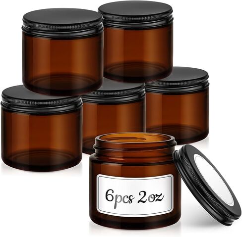 Tecohouse 8oz Amber Glass Jars with Metal Lids, 3 Pack Candle Jars with Blank Labels, 250g Wide Mouth | Lotion Container for Sample, Cream, Lotion, Honey, Powder, Jelly | Home & Beauty in Saudi Arabia