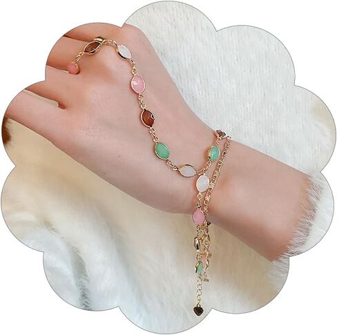 Gold Hand Chain Bracelet for Women Chunky Gold Flower Cross Finger Ring Chain Link Bracelet Set Punk Jewelry in Saudi Arabia