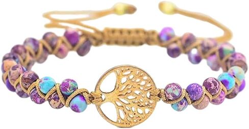 Women Boho Wrap Bracelet,Handmade Natural Stone Crystal Emperor Beads Heart Bracelet, Fashion Bohemian Jewelry Gift for Women in Saudi Arabia