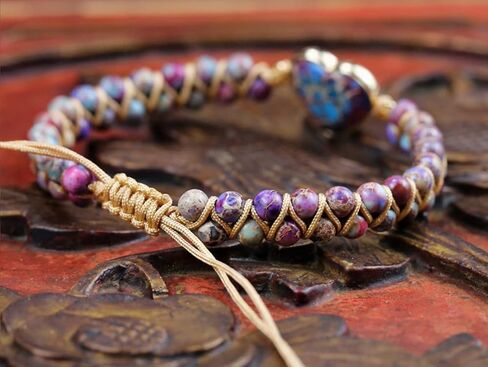 Women Boho Wrap Bracelet,Handmade Natural Stone Crystal Emperor Beads Heart Bracelet, Fashion Bohemian Jewelry Gift for Women in Saudi Arabia