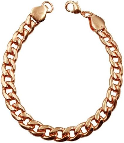 Pure Copper Chain Bracelet for Men & Women, 9 Inch Long Handmade Cuban Curb Link Chain Lobster Clasp Bracelet Jewelry, Daily Wear Statement Jewelry Gift For Unisex in Saudi Arabia