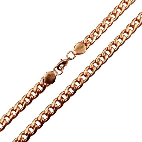 Pure Copper Chain Bracelet for Men & Women, 9 Inch Long Handmade Cuban Curb Link Chain Lobster Clasp Bracelet Jewelry, Daily Wear Statement Jewelry Gift For Unisex in Saudi Arabia