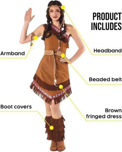 fun shack Native American Womens Costume, Maiden Princess Dress Up Outfit, Warrior Princess Costume for Halloween in Kuwait