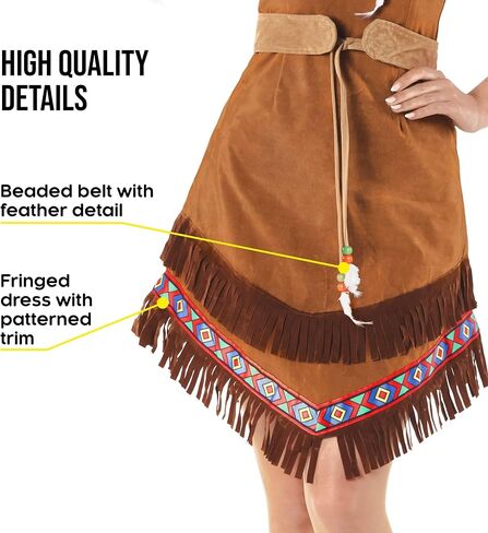 fun shack Native American Womens Costume, Maiden Princess Dress Up Outfit, Warrior Princess Costume for Halloween in Kuwait