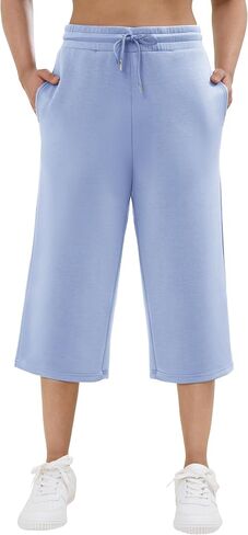 SPECIALMAGIC المرأة كابري السراويل للنساء 20 "الغوص كابري Sweatpants عالية الخصر مستقيم الساق بنطلون طويل وواسع لينة مريح صالح in Kuwait